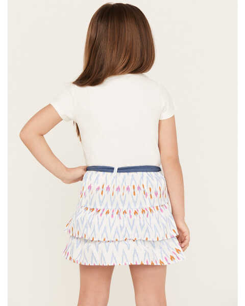 Image #4 - Shyanne Girls' Printed Skirt Set - Printed Skirt with Graphic Tee, White, hi-res