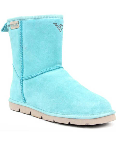 Superlamb Women's Argali 7.5" Suede Leather Pull On Casual Boots - Round Toe , Turquoise, hi-res