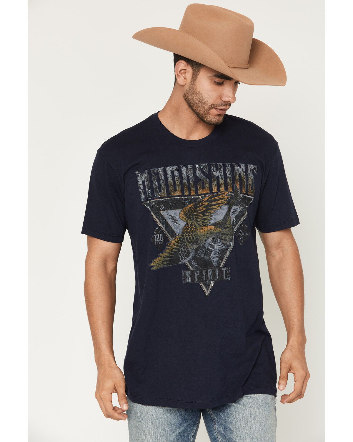 Moonshine Spirit&reg; Men's R and R Eagle Short Sleeve Graphic T-Shirt, Navy, hi-res
