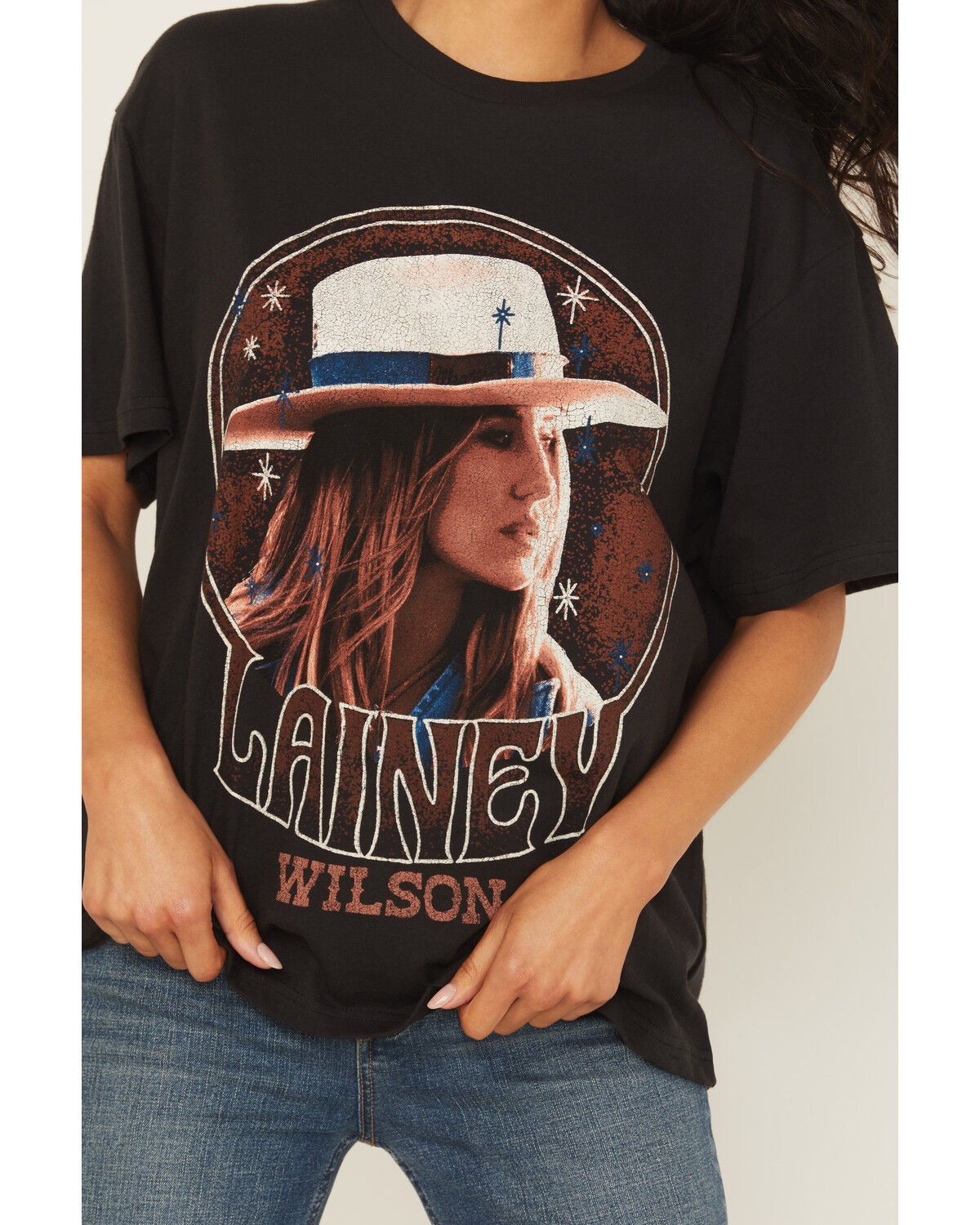 Image #3 - Wrangler X Lainey Wilson Women's Studded Girlfriend Short Sleeve Graphic Tee, Black, hi-res