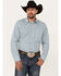 Image #1 - Gibson Trading Co Men's Bullseye Geo Print Long Sleeve Button-Down Western Shirt , Light Blue, hi-res