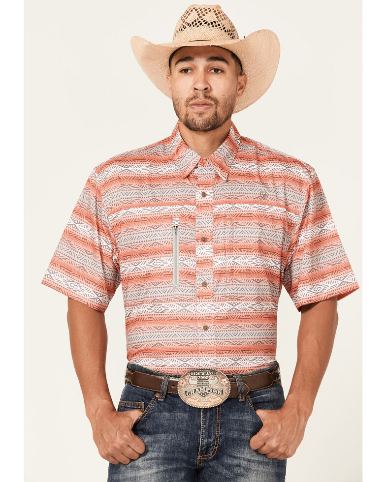 Ariat Men's Ombre Southwestern Stripe VentTek Short Sleeve Button-Down Western Shirt , Multi, hi-res