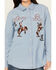 Image #3 - Wrangler Women's Medium Wash Embroidered Bronco Long Sleeve Pearl Snap Denim Western Shirt , , hi-res