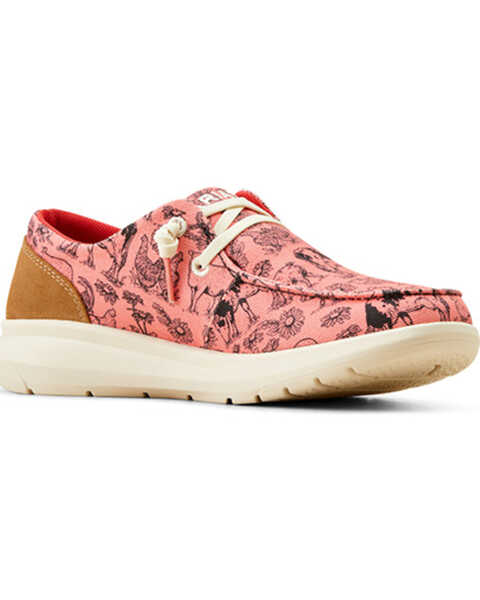 Image #1 - Ariat Women's Livestock Print Hilo Casual Shoes - Moc Toe , Pink, hi-res