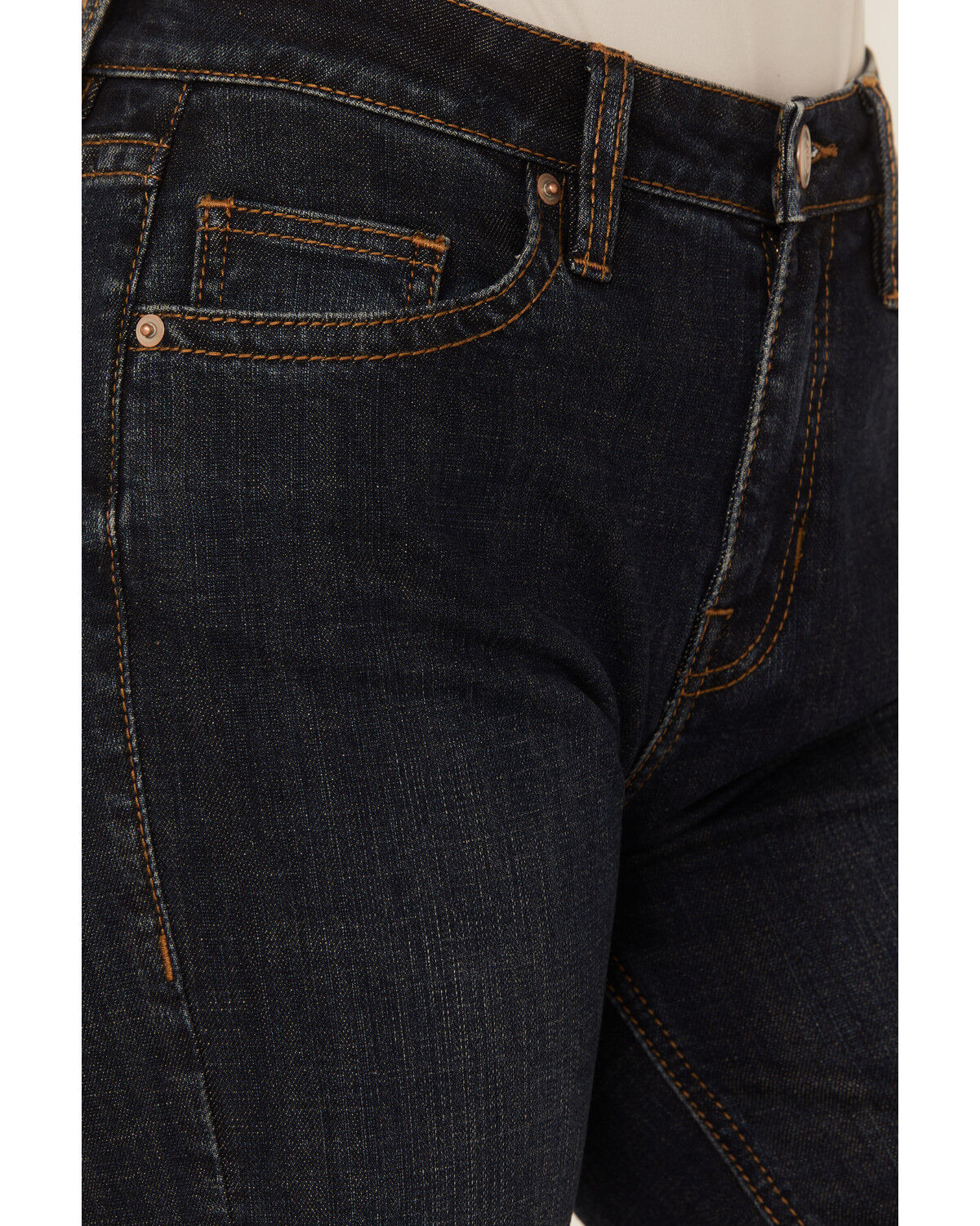 Image #2 - Rock & Roll Denim Women's Dark Wash High Rise Raw Denim Trouser Jeans, Dark Wash, hi-res