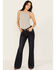 Rock & Roll Denim Women's Dark Wash High Rise Raw Denim Trouser Jeans, Dark Wash, hi-res