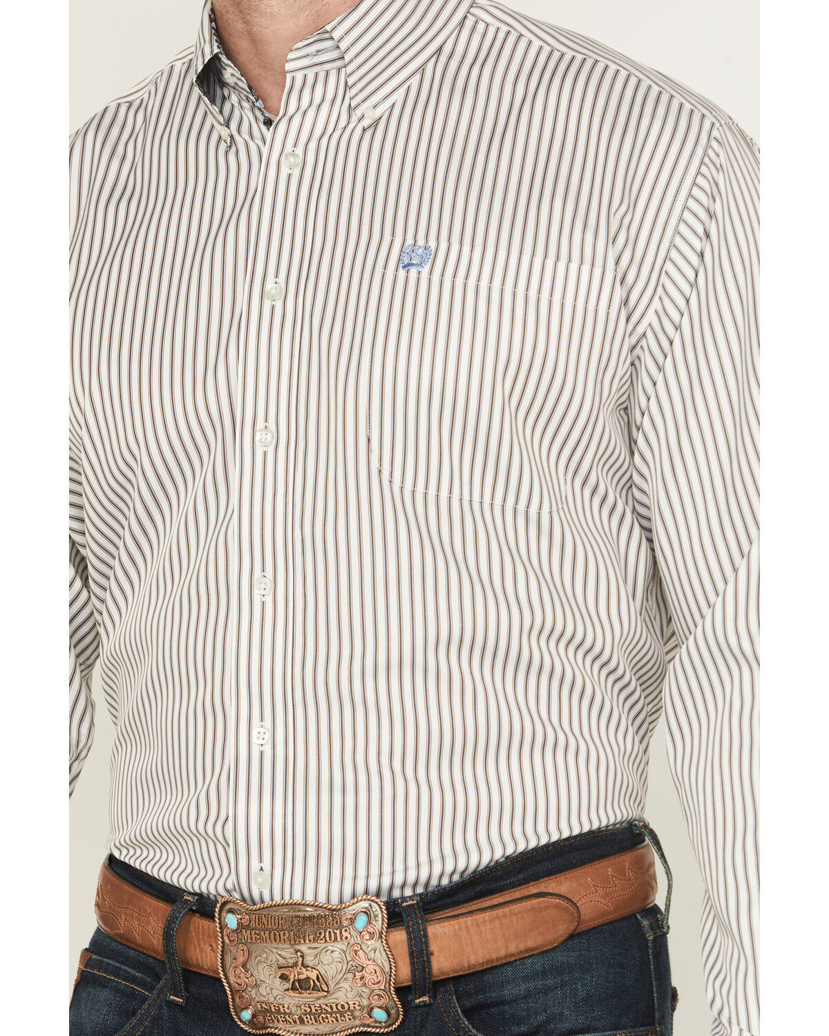 Image #3 - Cinch Men's Striped Print Long Sleeve Button-Down Western Shirt, Cream, hi-res