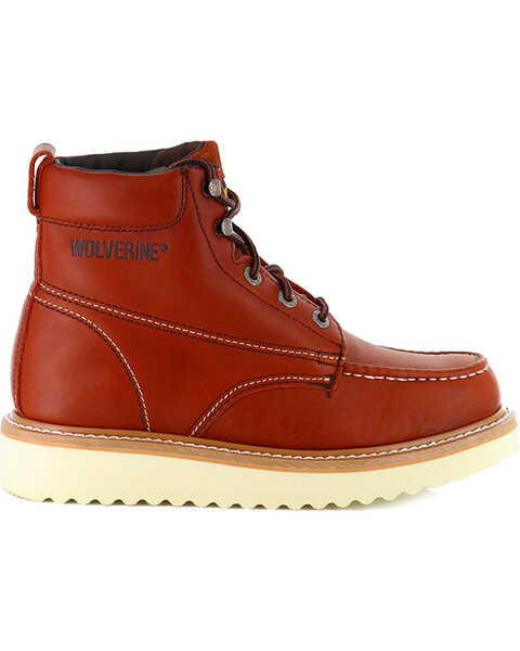 Image #2 - Wolverine Men's Wedge Sole Lace-Up Leather Work Boots - Moc Toe, Rust Copper, hi-res