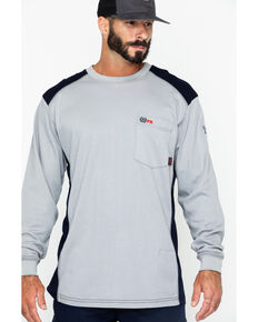 Cinch WRX Men's Grey Long Sleeve FR Raglan Shirt, Grey, hi-res