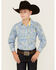 Image #1 - Panhandle Select Boys' Paisley Print Long Sleeve Snap Western Shirt , Light Blue, hi-res