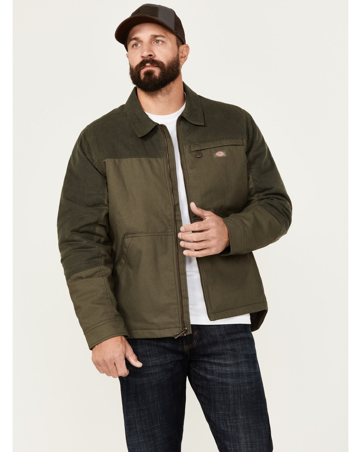 Image #1 - Dickies Men's Eisenhower Wax Coated Canvas Work Jacket, Moss Green, hi-res