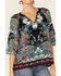 Image #2 - Bila Women's Boho Border Print V-Neckline Top, Navy, hi-res