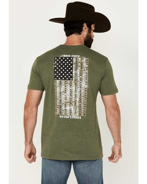 Image #1 - Howitzer Men's Military Oath Short Sleeve Graphic T-Shirt , Olive, hi-res