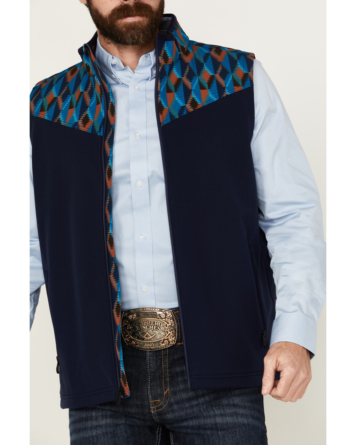 Image #3 - RANK 45® Men's Ranbull Softshell Vest, Medium Blue, hi-res