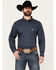 Image #1 - Cowboy Hardware Men's Circle Star Print Long Sleeve Button Down Shirt, Navy, hi-res