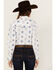 Image #4 - Ely Walker Women's Southwestern Print Long Sleeve Pearl Snap Western Shirt, White, hi-res