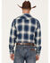 Ariat Men's Halston Retro Large Plaid Snap Western Flannel Shirt , Blue, hi-res