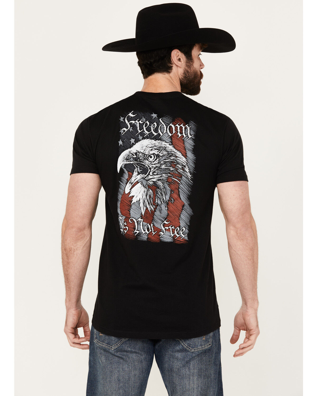 Image #1 - Howitzer Men's Freedom Sketch Short Sleeve T-Shirt, Black, hi-res