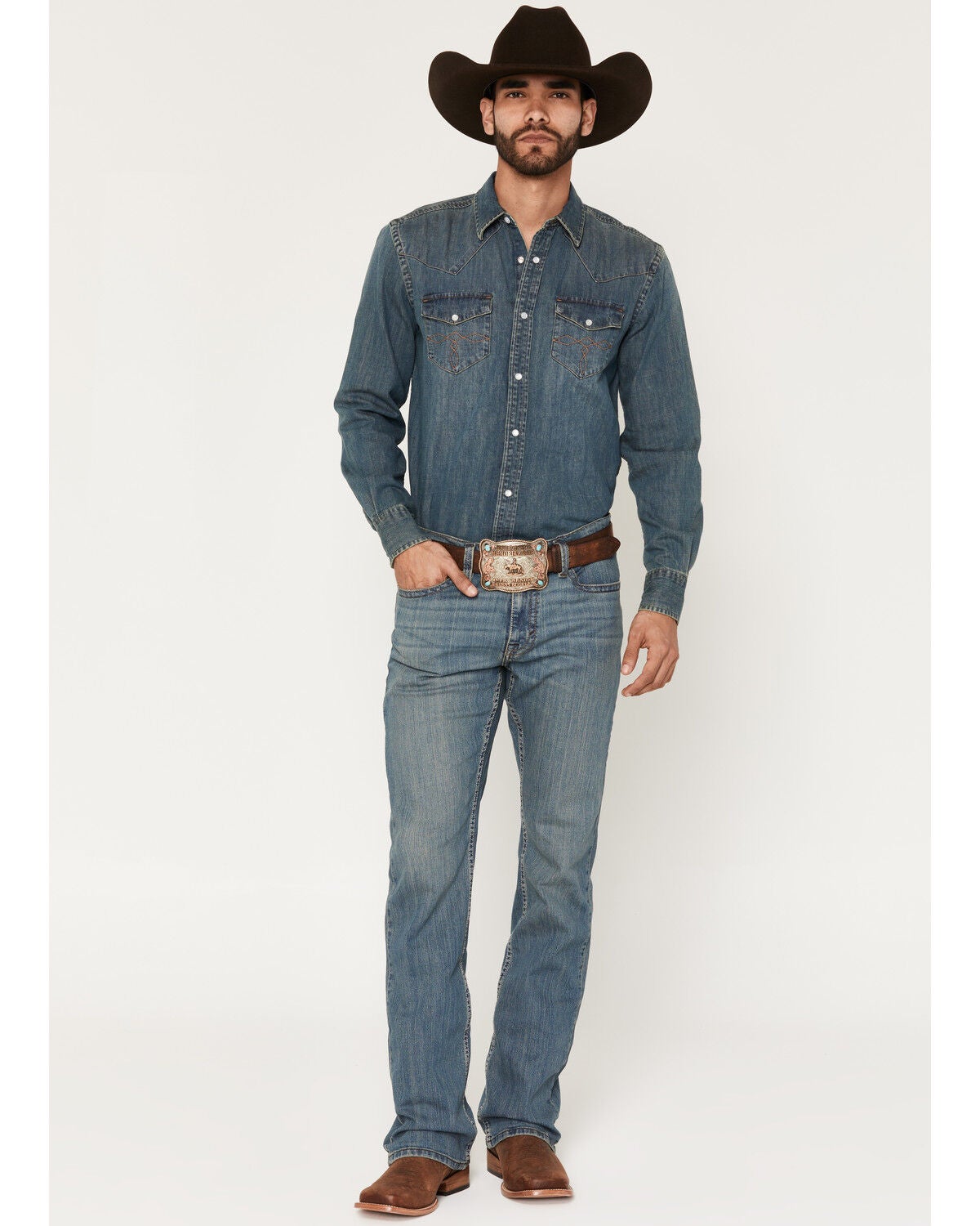 Image #1 - Cody James Men's Bozeman Wash Wyatt Slim Bootcut Stretch Denim Jeans, Indigo, hi-res