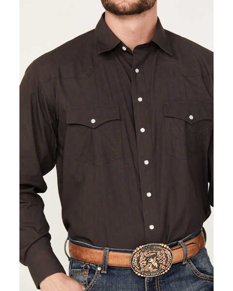 Resistol Men's Lucas Paisley Print Long Sleeve Pearl Snap Western Shirt, Dark Blue, hi-res