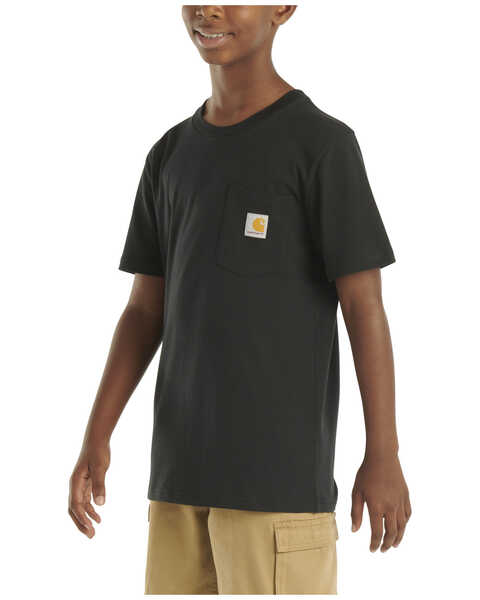 Image #1 - Carhartt Little Boys' Solid Short Sleeve Pocket T-Shirt , Black, hi-res