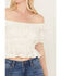 Image #3 - Trixxi Women's Cropped Jaquard Top, Ivory, hi-res