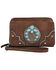 Justin Women's Turquoise Naja Concho Squash Blossom Brown Wristlet Wallet, Brown, hi-res