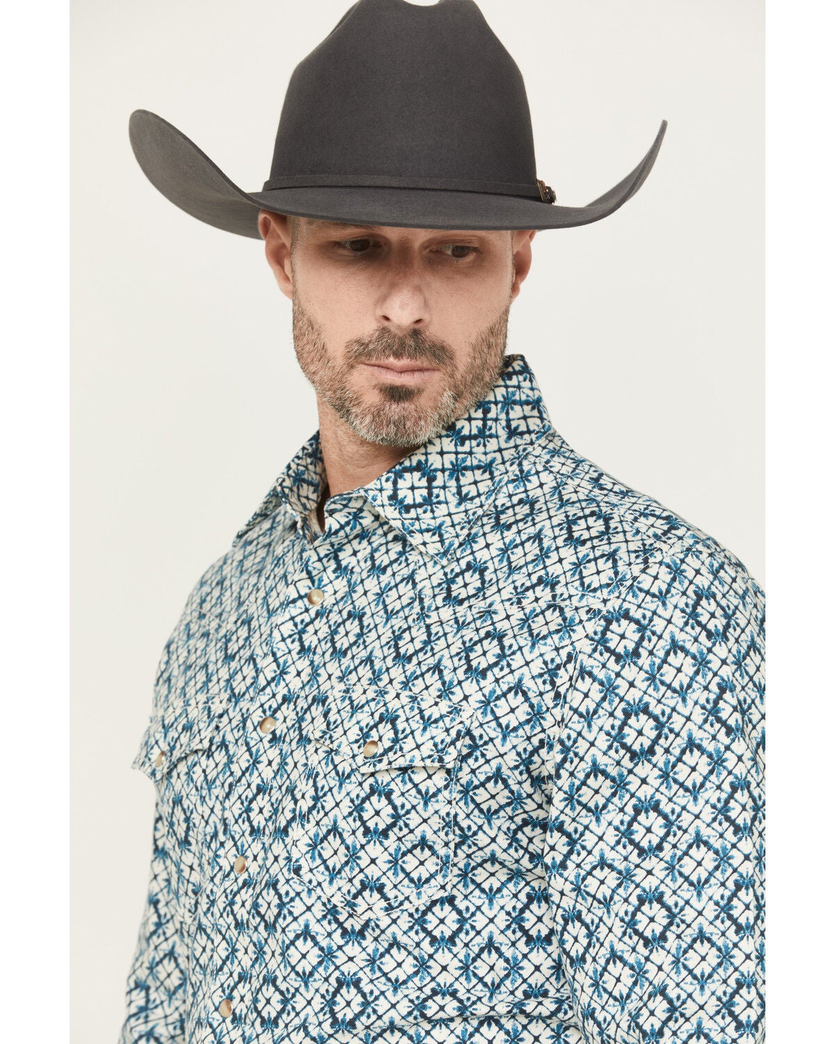 Image #2 - Wrangler Retro Men's Medallion Long Sleeve Snap Western Shirt, Cream, hi-res