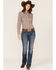Roper Women's Floral Chambray Western Pearl Snap Shirt, Brown, hi-res