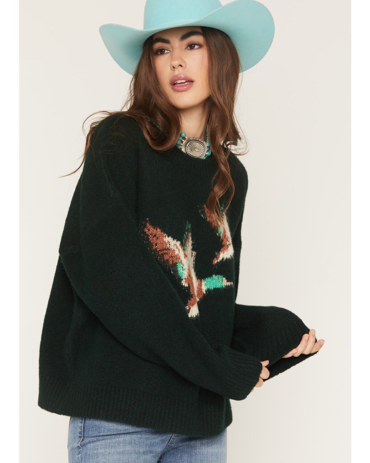 Image #2 - Bailey Rose Women's Duck Sweater, Green, hi-res