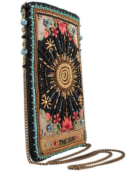 Mary Frances Shine On Beaded & Embroidered Floral Crossbody Phone Bag, Black, hi-res
