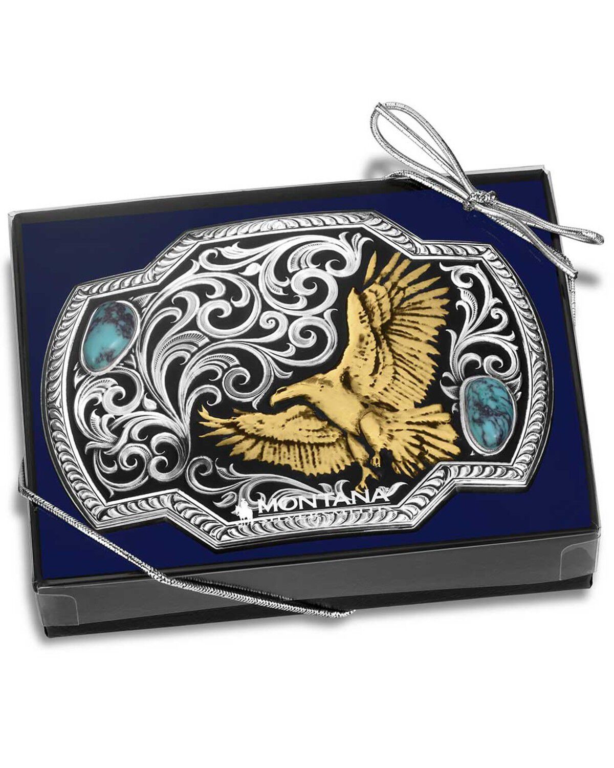 Image #3 - Montana Silversmiths Two-Toned Eagle Belt Buckle, Silver, hi-res