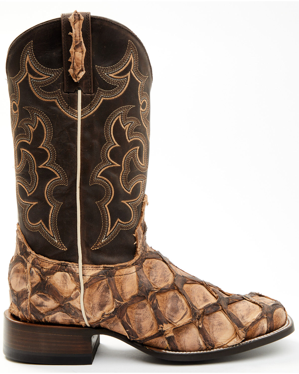 Image #2 - Cody James Men's Exotic Pirarucu Western Boots - Broad Square Toe, Chocolate, hi-res