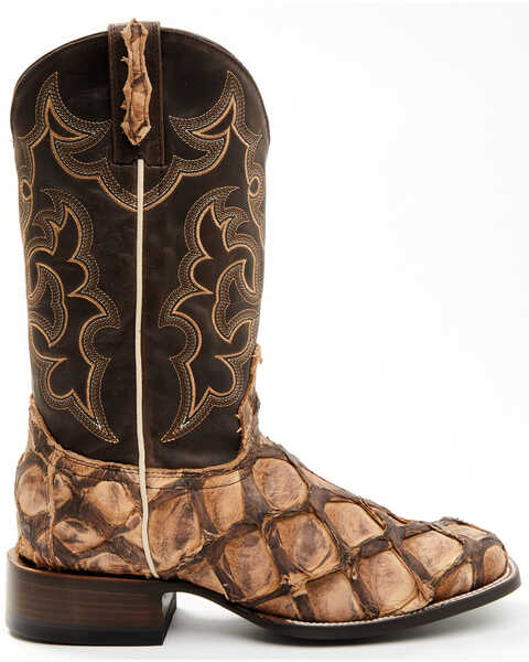 Image #2 - Cody James Men's Exotic Pirarucu Western Boots - Broad Square Toe , Chocolate, hi-res