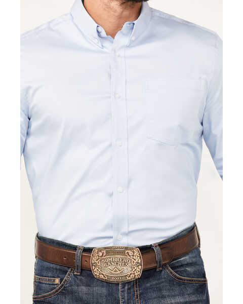 Image #3 - Cody James Men's Performance Twill Solid Long Sleeve Button-Down Western Shirt , Light Blue, hi-res