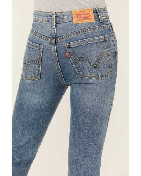 Image #4 - Levi's Girls' 726 Medium Wash Embroidered Stretch Flare Jeans , Blue, hi-res