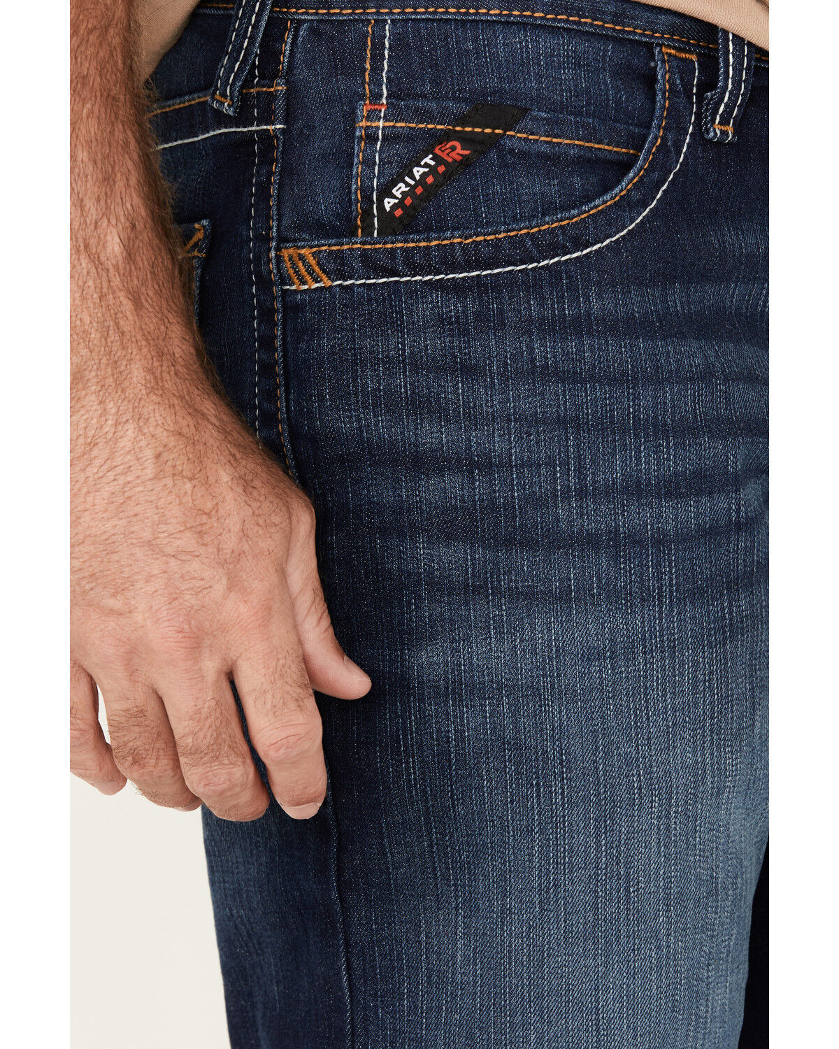 Image #2 - Ariat Men's FR M4 Stillwell Dark Wash Durastretch Relaxed Bootcut Work Jeans, Blue, hi-res
