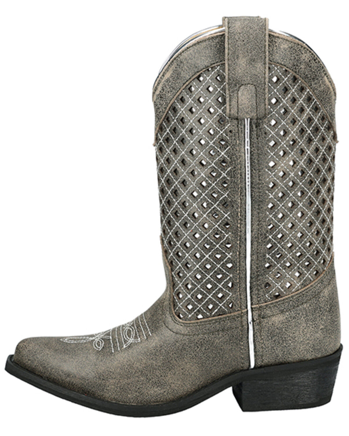 Image #3 - Smoky Mountain Little Girls' Magnolia Western Boots - Snip Toe, Grey, hi-res