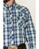 West Made Men's Dobby Plaid Long Sleeve Pearl Snap Western Shirt , Blue, hi-res