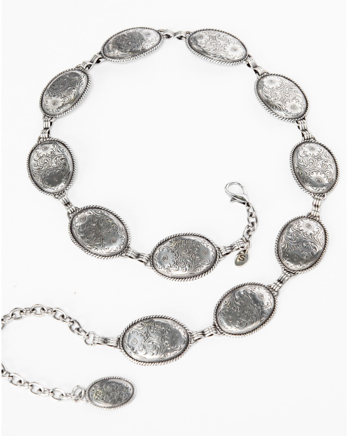 Image #4 - Tony Lama Antiqued Concho Link Hip Belt, Silver, hi-res