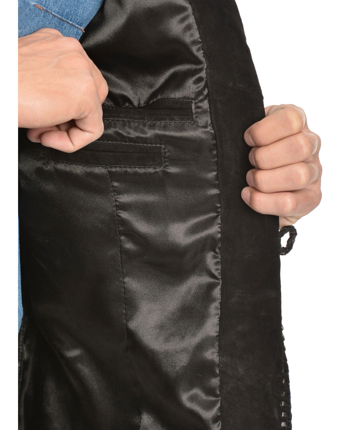 Image #6 - Scully Men's Fringed Suede Leather Coat - Tall, Black, hi-res