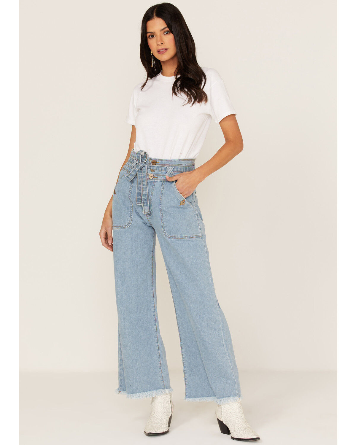 Image #1 - Lola Women's Light Wash High Rise Reese Wide Jeans, Blue, hi-res