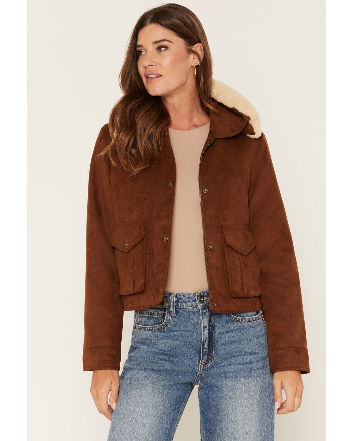 Image #1 - Levi's Women's Maple Sherpa Collar Barn Jacket, Medium Brown, hi-res