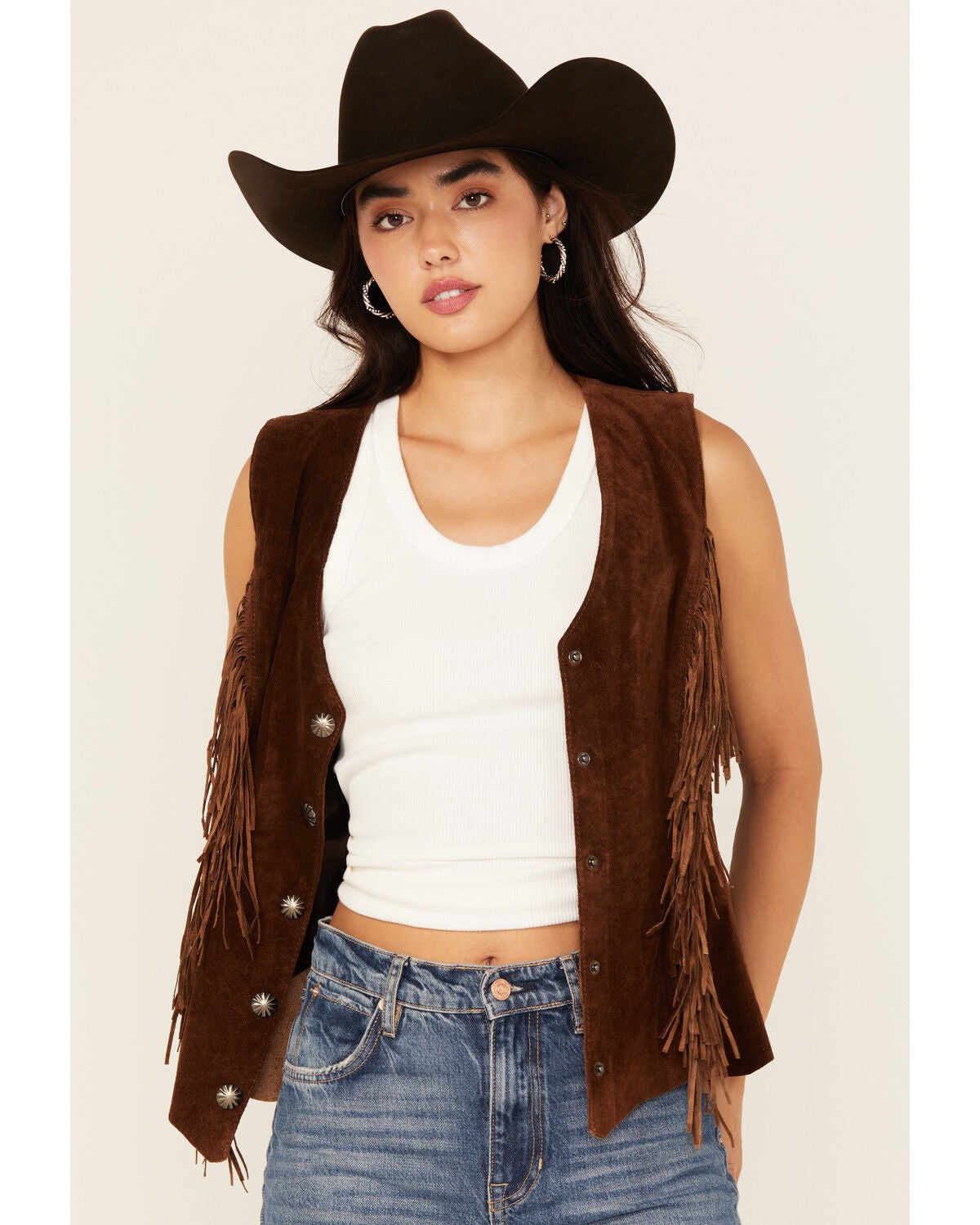 Scully Women's Suede Vest, Brown, hi-res