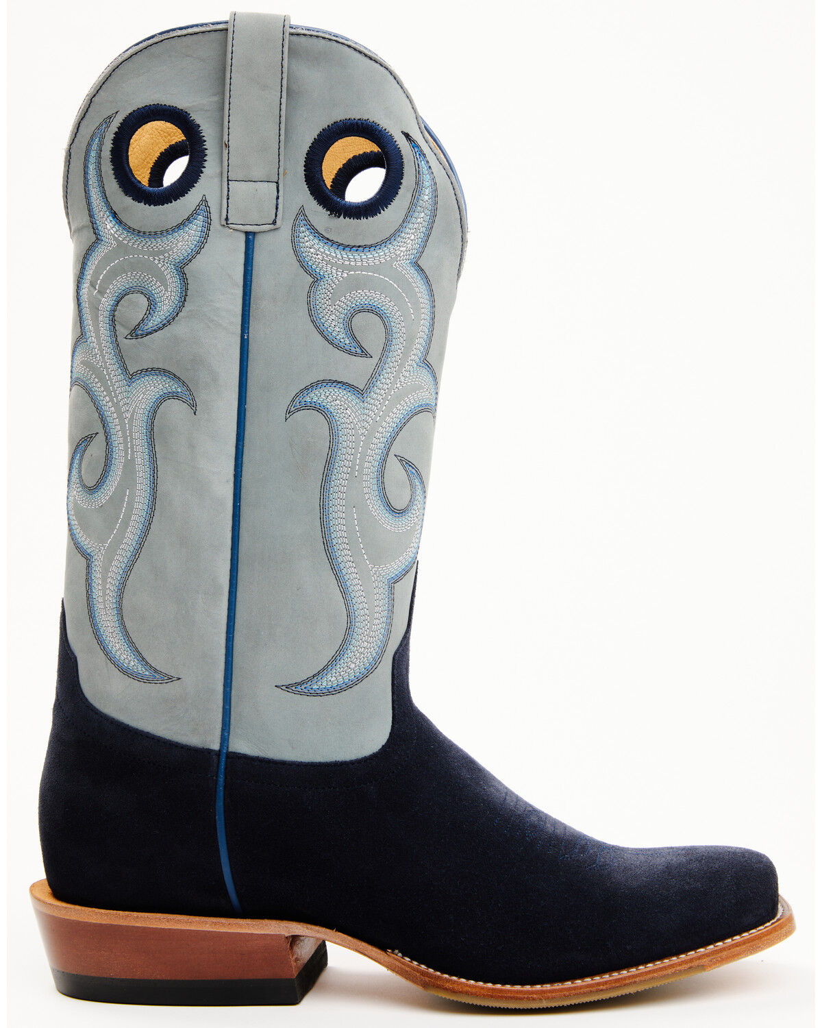 Image #2 - Horse Power Men's Marine Roughout Western Boots - Broad Square Toe, Navy, hi-res