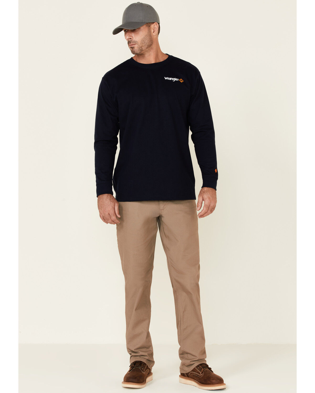 Image #2 - Wrangler FR Men's Flag Back Graphic Long Sleeve Work T-Shirt - Big, Navy, hi-res