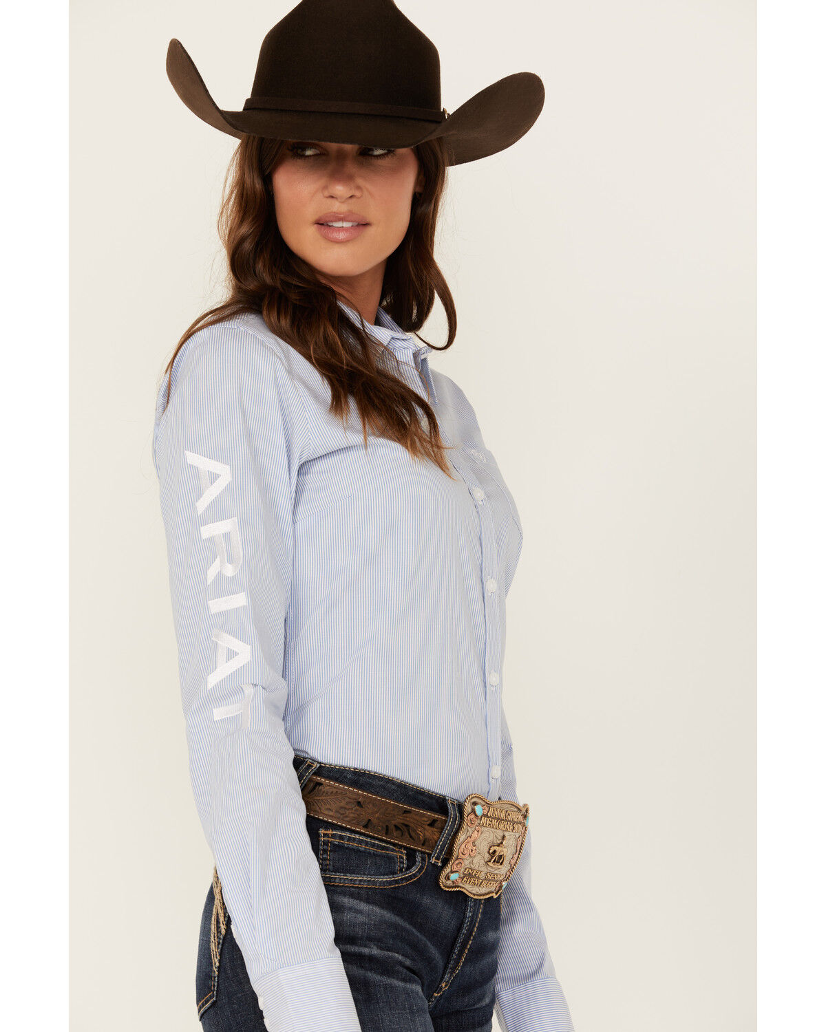 Image #2 - Ariat Women's Striped Team Kirby Long Sleeve Button-Down Stretch Western Shirt, Blue, hi-res