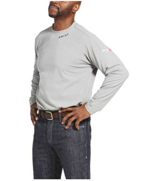 Ariat Men's FR Baselayer Long Sleeve Work T-Shirt , Silver, hi-res