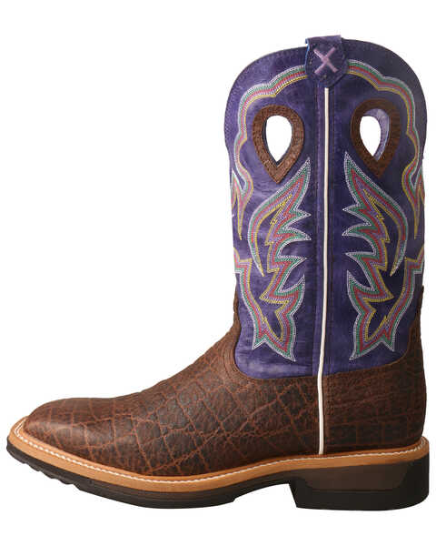 Twisted X Men's Lite Cowboy Elephant Print Western Work Boots - Alloy Toe, Brown, hi-res