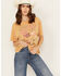 Image #1 - Youth in Revolt Women's Floral Stay Wild Graphic Short Sleeve Graphic Tee, Mustard, hi-res